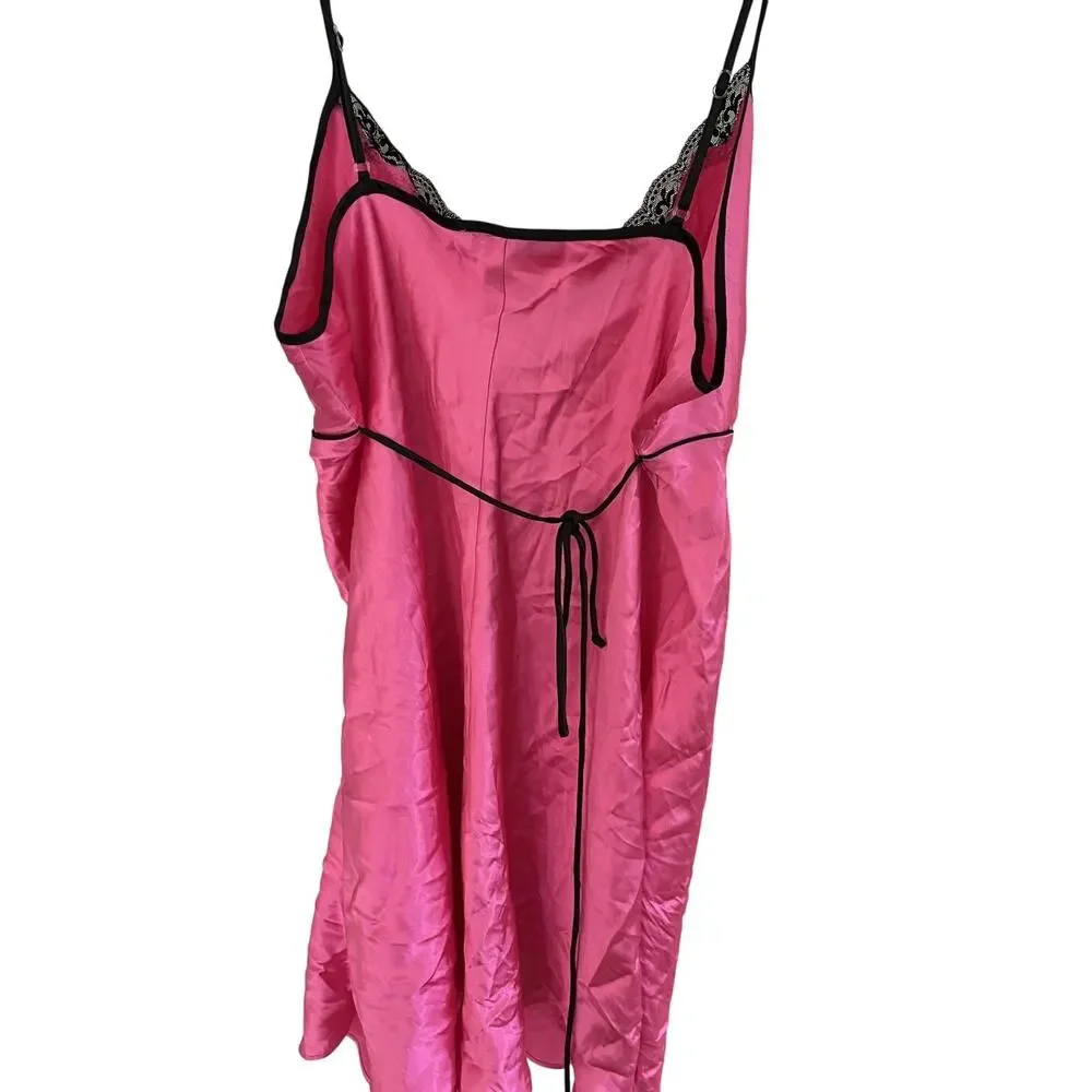 Linea Donatella Womens Slip Dress XL Satin Pink Babydoll Chemise Glam Whimsigoth